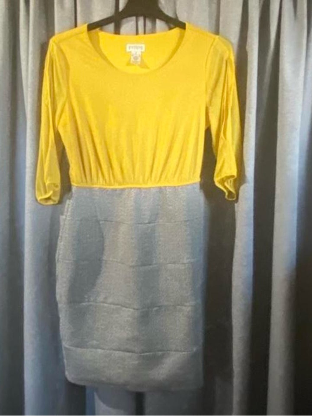 Enfocus Studio Yellow and Gray Colorblock Sheath Dress